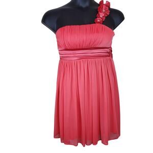 SEQUIN HARTS | Satin One Shoulder Mini Dress|  Pink | Small